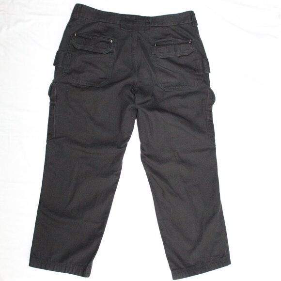 Duluth Trading Co Relaxed Fit Black Cotton Canvas Cargo Work Pants Men's 37"x28" - Picture 3 of 9